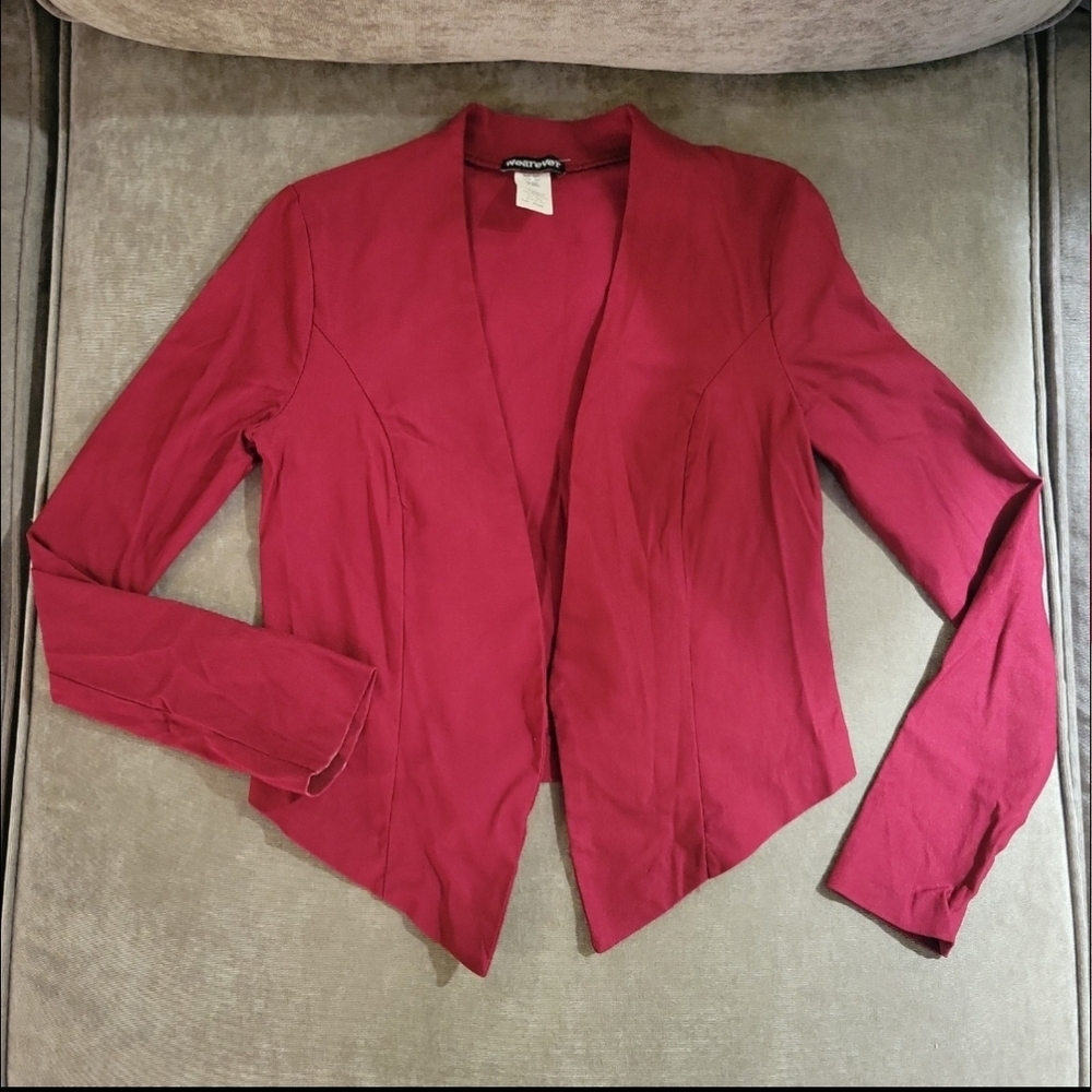 Elegant Burgundy Open Front Blazer